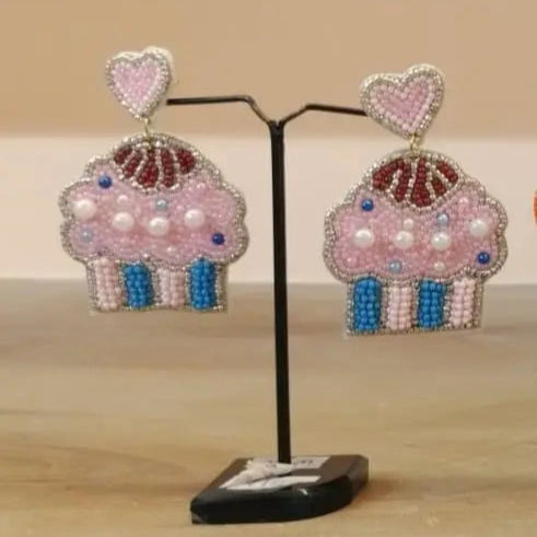 Cupcake Beaded Dangles - Pink & Blue Supermacchi Jewellery Collections