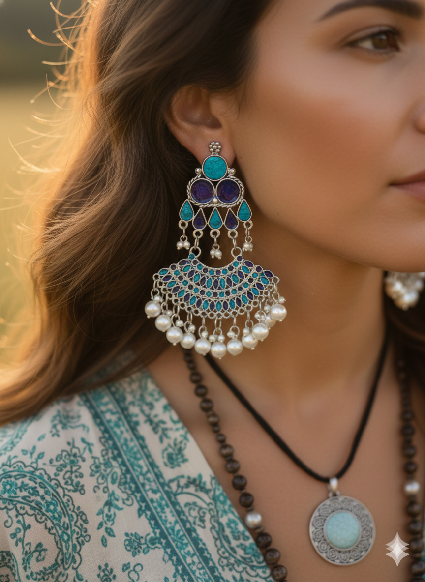 Dark Blue Light Blue Earrings