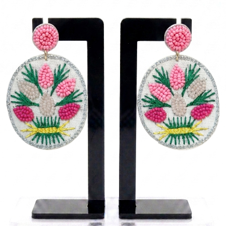 Funky Floral Beaded Statement Earrings for Women | Handcrafted Embroidered Earrings | Super Macchi
