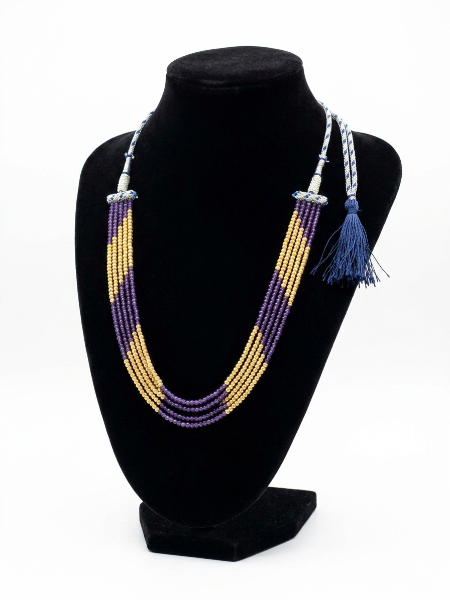 Gold and Purple Zirconia Beads 5 Layered Necklace for Women