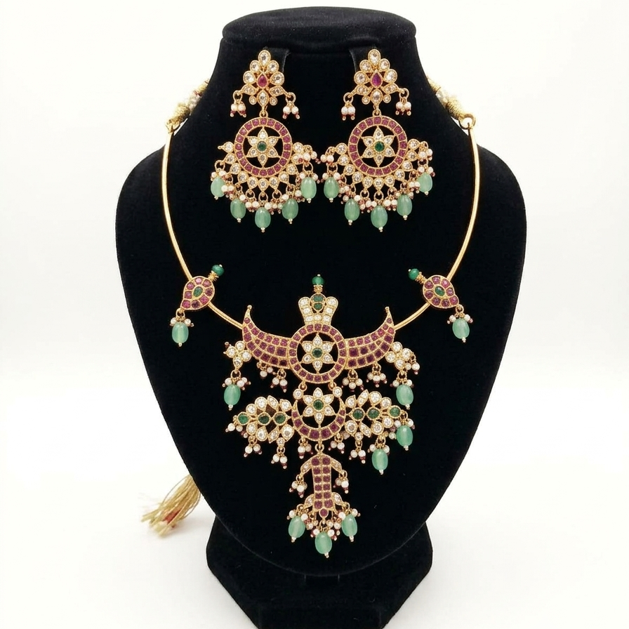 Grand Jadau Heavy Kanti Necklace Set