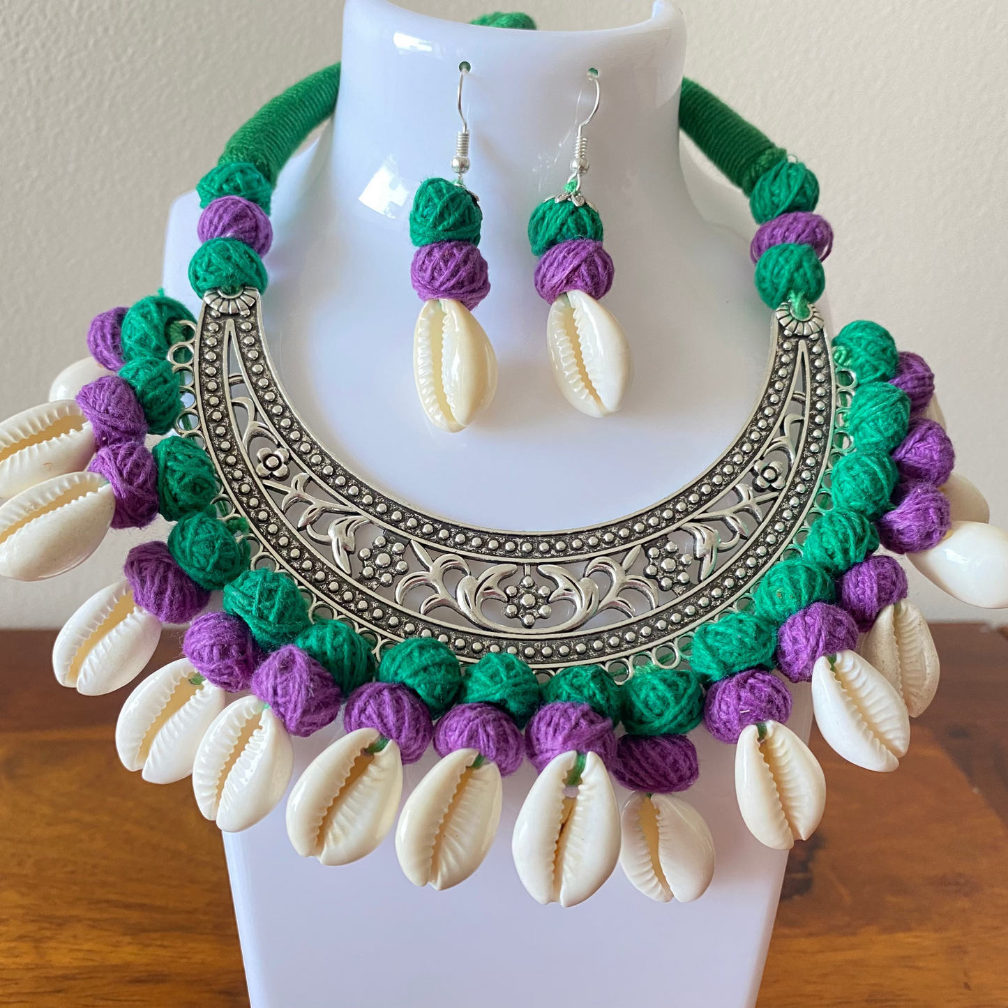 Green and Purple Cowrie Shells Choker Set – Super Macchi Jewellery Collections