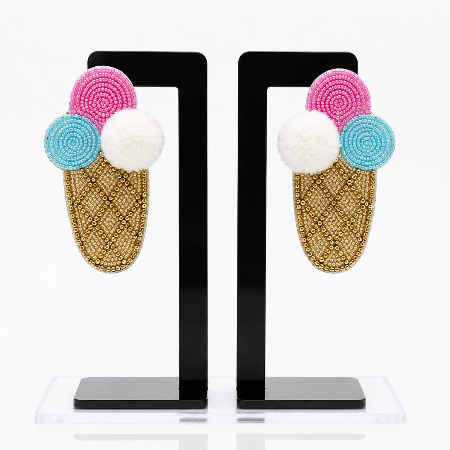 Ice Cream Beaded Statement Earrings for Women | Handmade Funky & Quirky Earrings | Cute Summer Fashion Jewellery | Super Macchi
