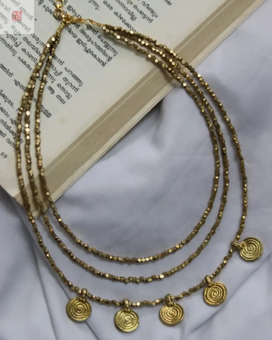Invisible Necklace 3 Layered with Crafted Coins