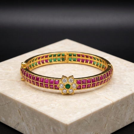 Jadau Ruby Kundan Screw Open Bracelet for Women
