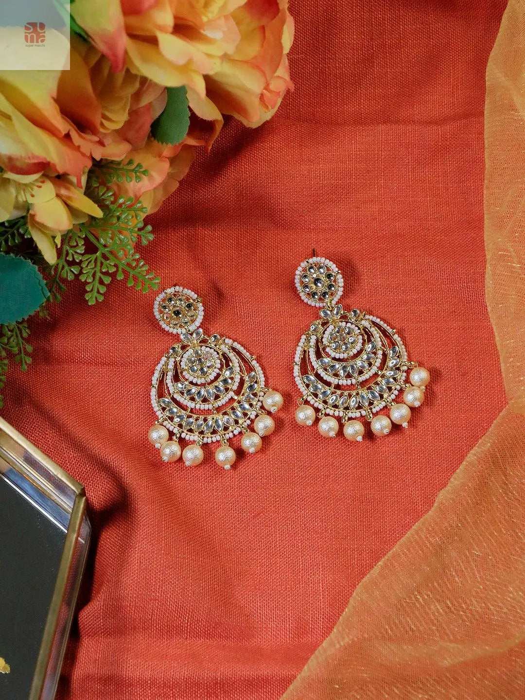 Buy Kundan Chandbali With Pearls Earrings Online affordable, Jhumka Earrings Online Shopping, Earrings - Shop From The Latest Collection Of Earrings For Women & Girls Online. Buy Studs, Ear Cuff, Drop & More Earrings At Best Price