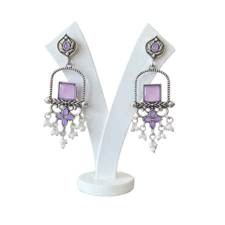 Lavender_Stone_Oxidised_Earrings