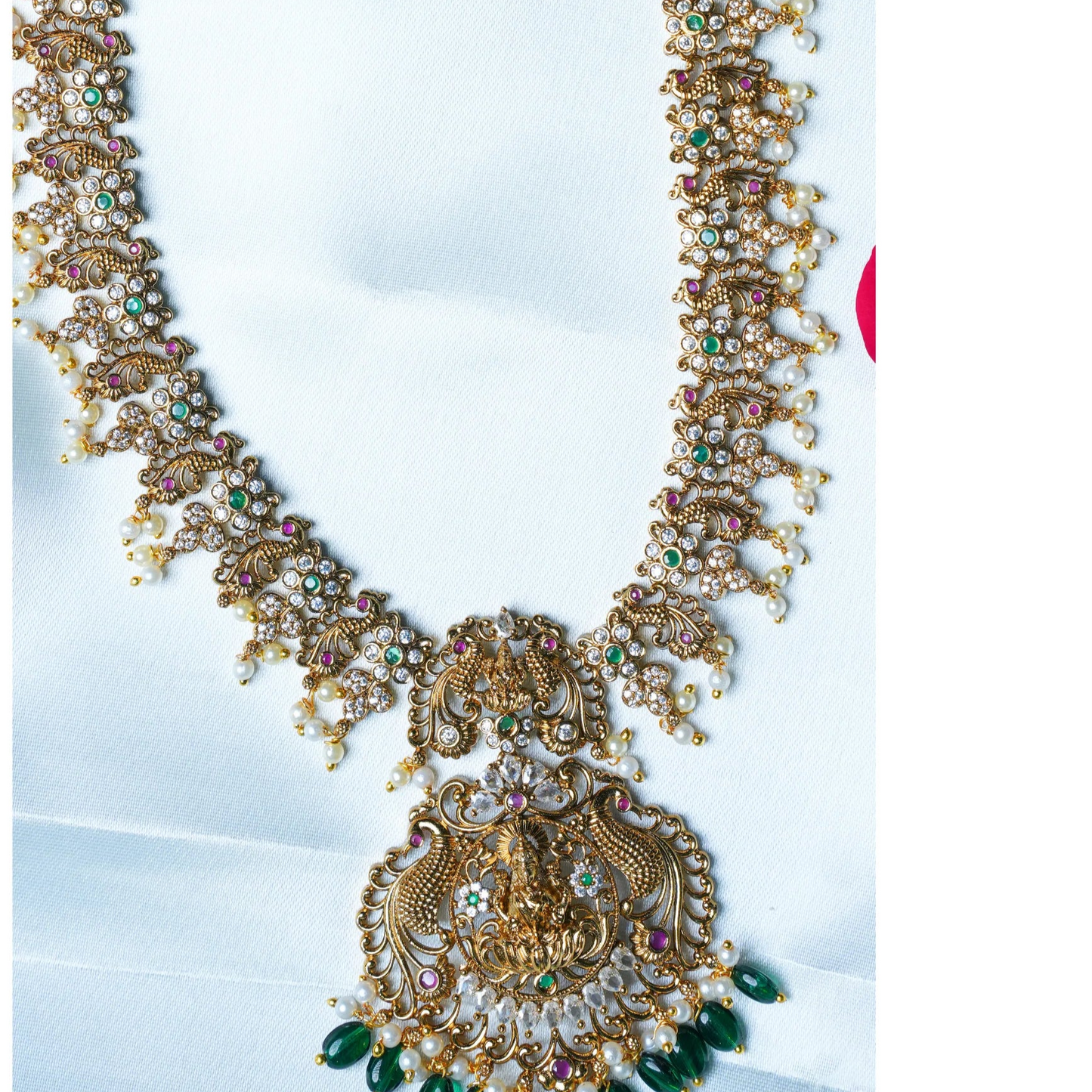 Gold Look Alike Goddess Long Haram Necklace Set