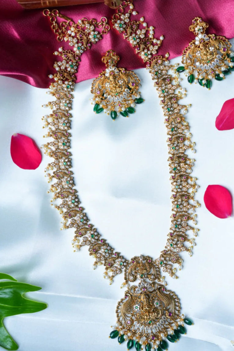 Gold Look Alike Goddess Long Haram Necklace Set