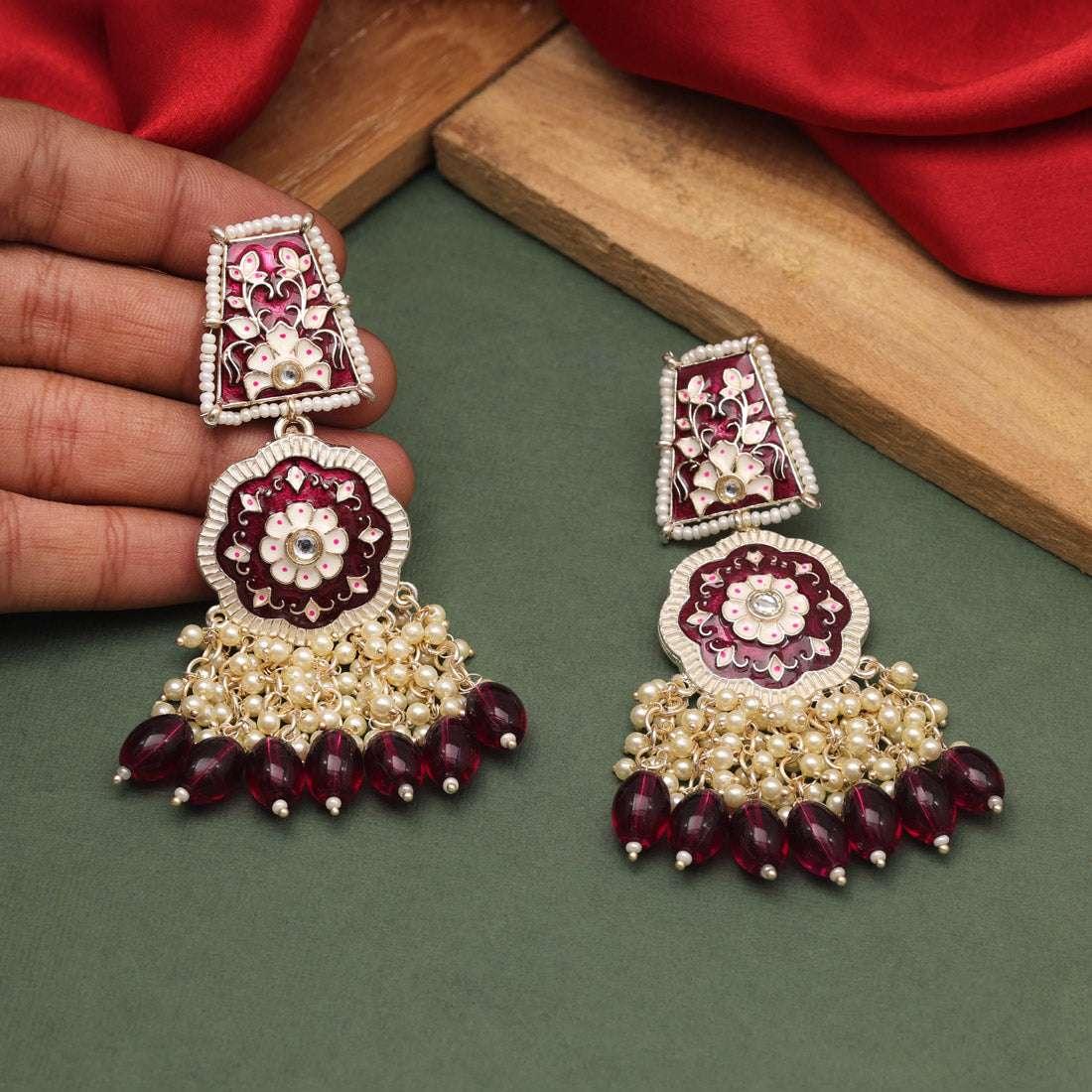 Purple Color Meenakari Earrings Supermacchi