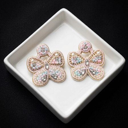 Pastel Butterfly Beaded Earrings
