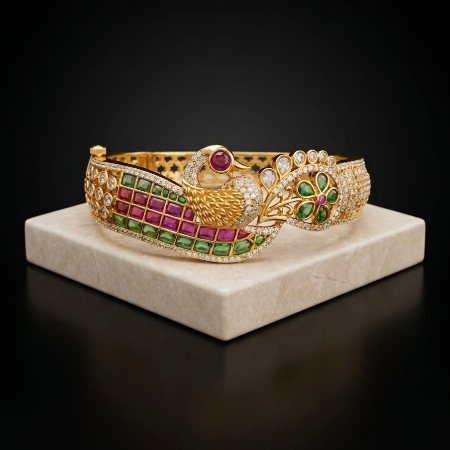 Peacock Design Jadau Bracelet for Women