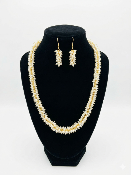 Rice Pearls Mala Necklace Set for Women