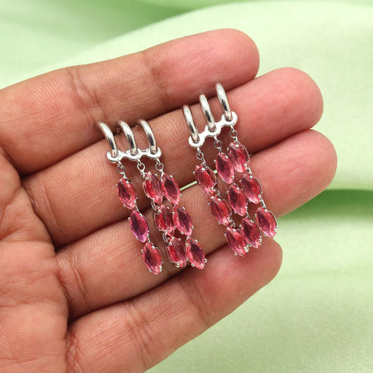 Ruby Color American Diamond Earrings