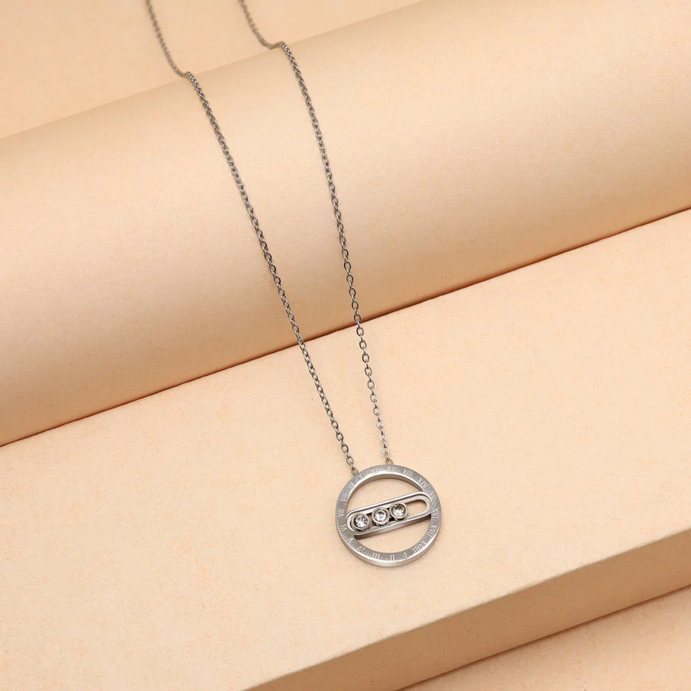 Silver Plated Demi Fine Chain and Round Pendant