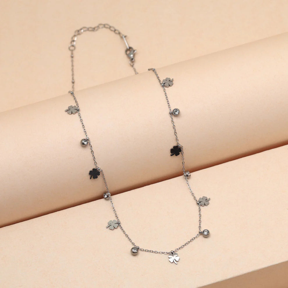 Silver Plated Demi Fine Chain with Stones and Charms