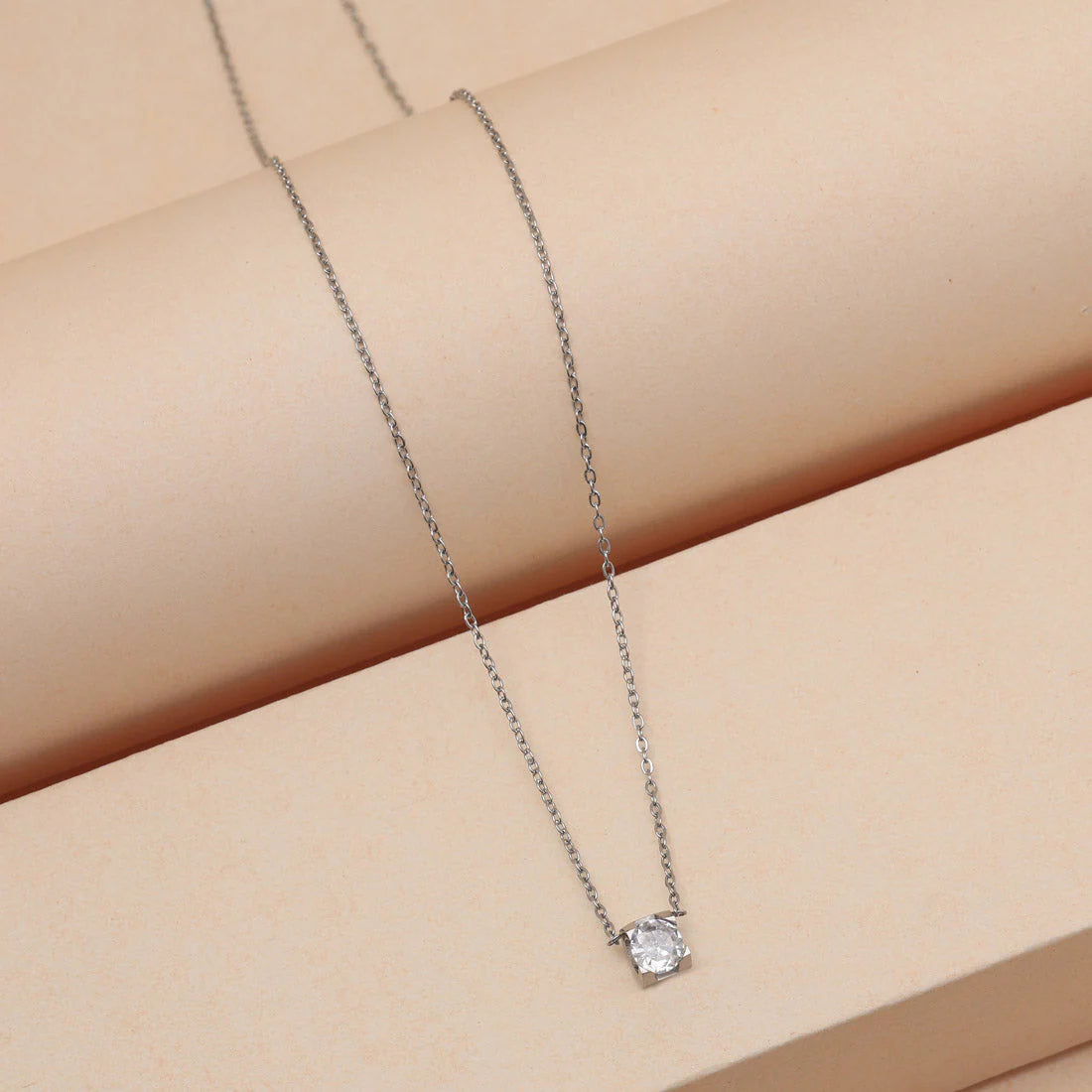 Stainless Steel Silver Plated Demi Fine Chain and Pendant