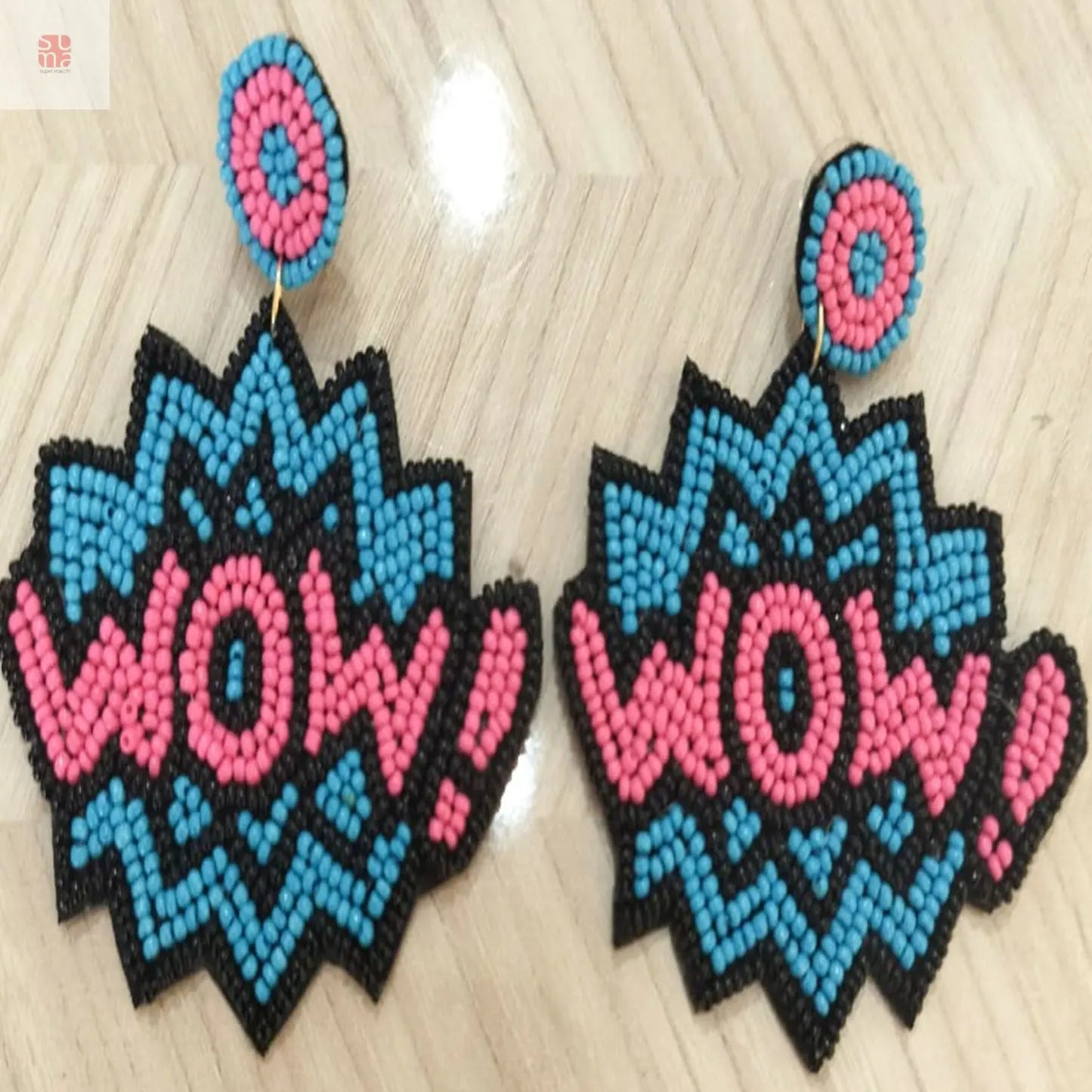 WOW Pop Art Beaded Earrings – Funky & Quirky Handmade Jewellery by Supermacchi Supermacchi Jewellery Collections