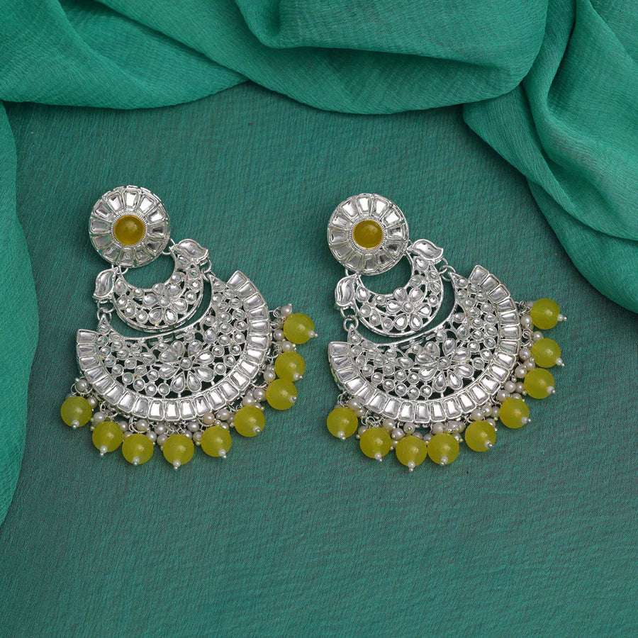 White beads and Yellow Kundan Choker Set - Supermacchi Jewellery Collections