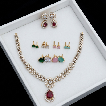 1 Necklace Set with 5 Changeable Stones