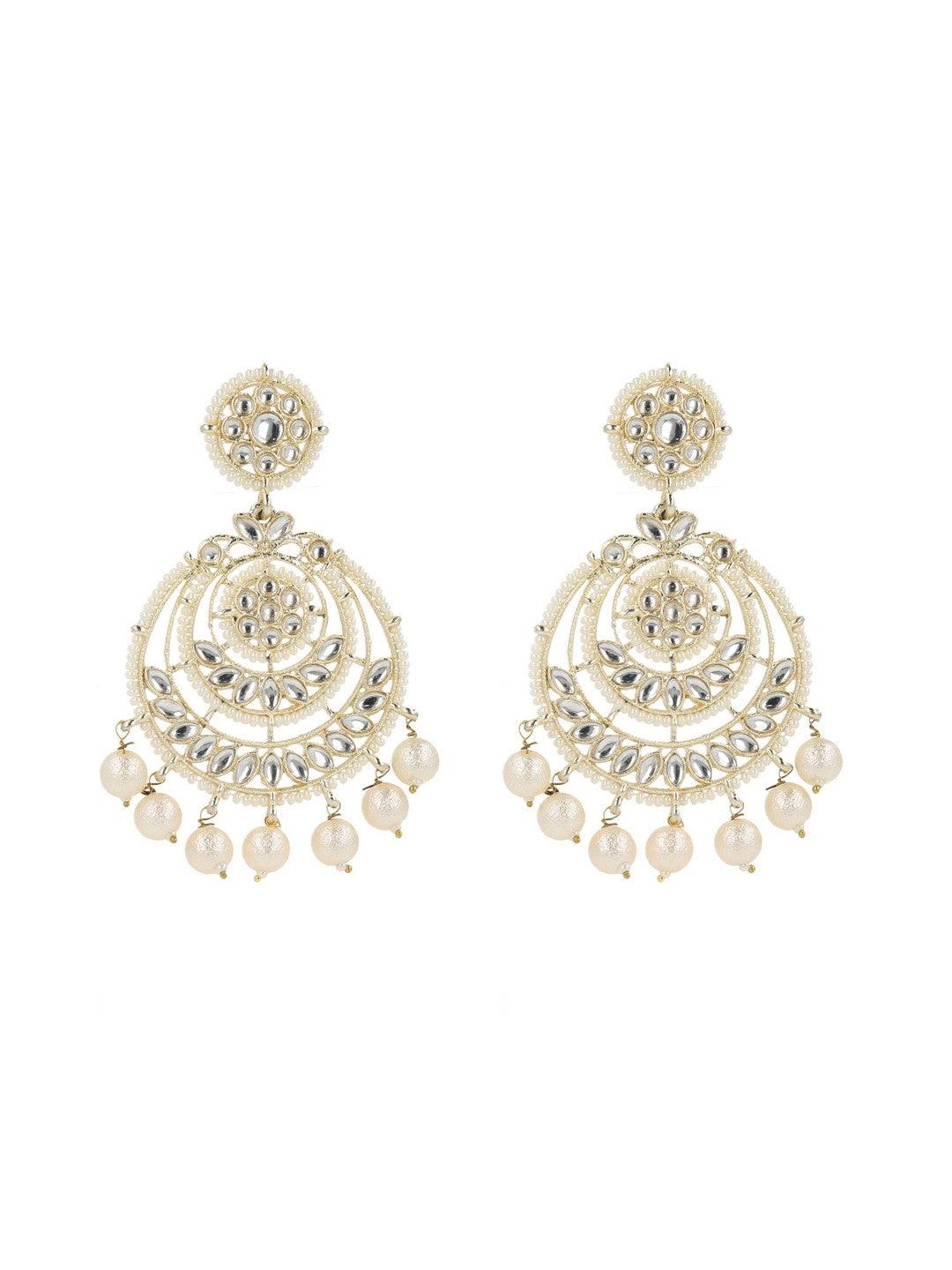 Juhi Bhatt in Kundan Chandbali With Pearls Earrings Online affordable, Jhumka Earrings Online Shopping, Earrings - Shop From The Latest Collection Of Earrings For Women & Girls Online. Buy Studs, Ear Cuff, Drop & More Earrings At Best Price