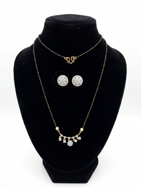 AD Stone Mangalsutra Necklace Set for Women