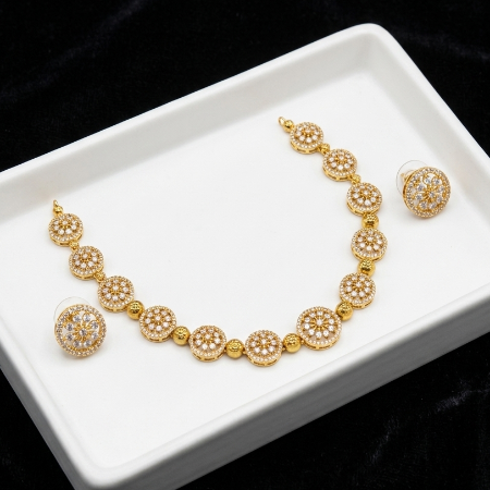 AD Stone with CZ Gold Finish Necklace Set