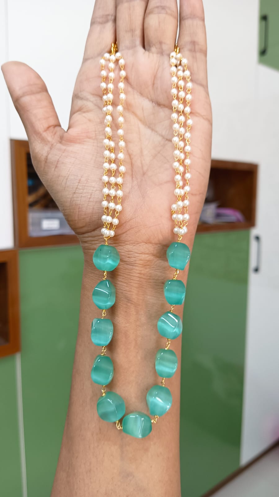 Aqua Glow Pearl Necklace 