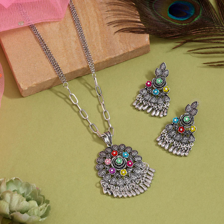 Assorted Color Oxidised Necklace Set Supermacchi