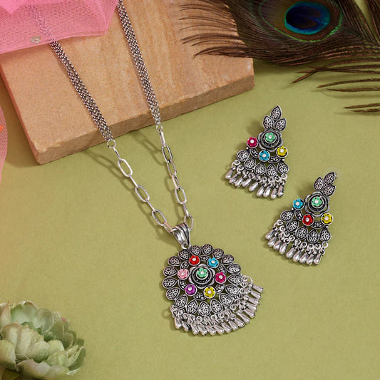 Assorted Color Oxidised Necklace Set Supermacchi