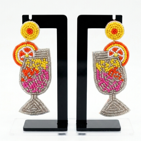 Sip and Slay Beaded Earrings - Juice Glass Inspired