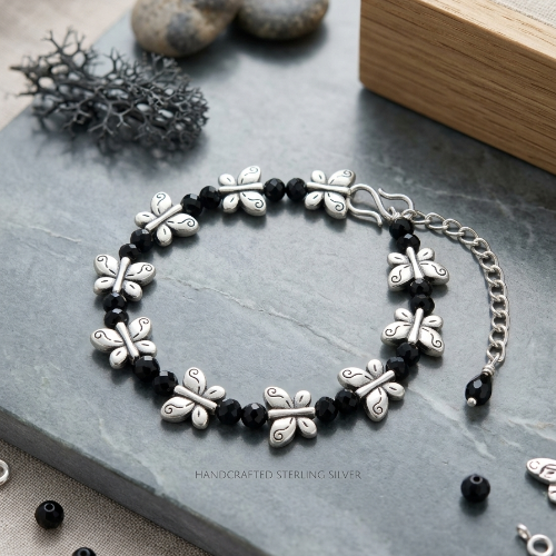 Butterfly design silver-plated chain bracelet for women from Super Macchi.