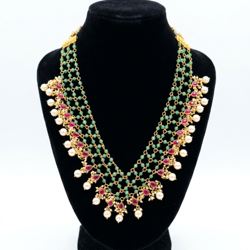 Customised Jadau Trending Pearl Net Necklace | Statement Bridal Necklace