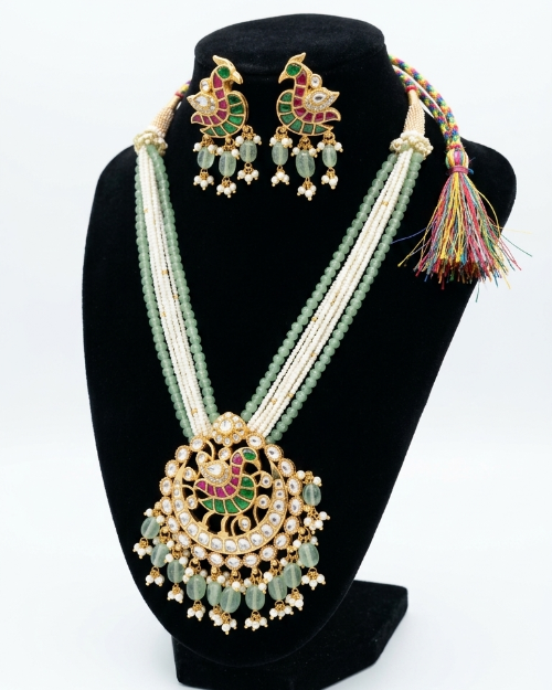 Customized Light Green andWhite Beads Trending Choker Set
