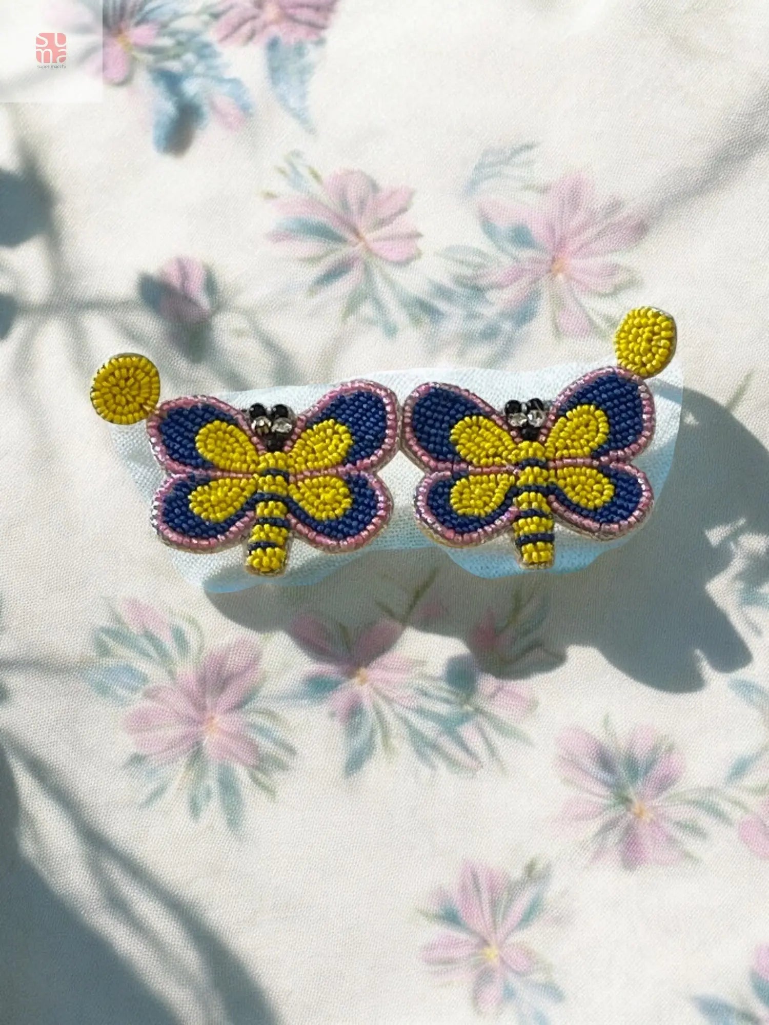 Double Colour Beaded Butterfly Earrings Supermacchi Jewellery Collections