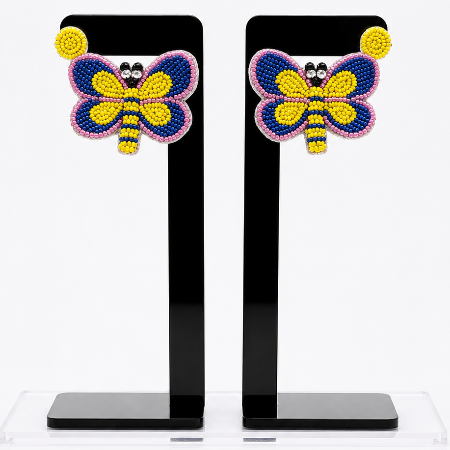 Double Colour Beaded Butterfly Earrings