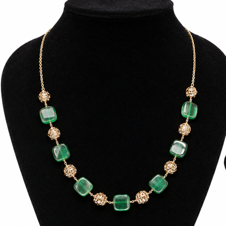 Emerald Green Stone Necklace for Women