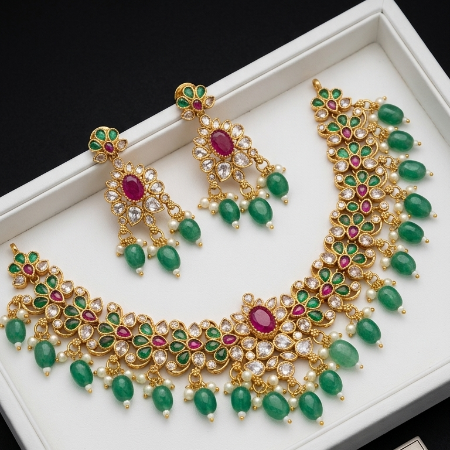Emerald and Ruby Gold Look-Alike Jewellery Set