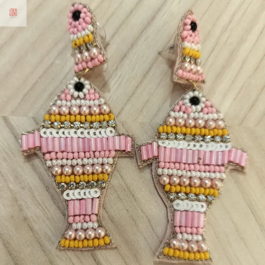 Fish Shape Beaded Earrings Supermacchi Jewellery Collections