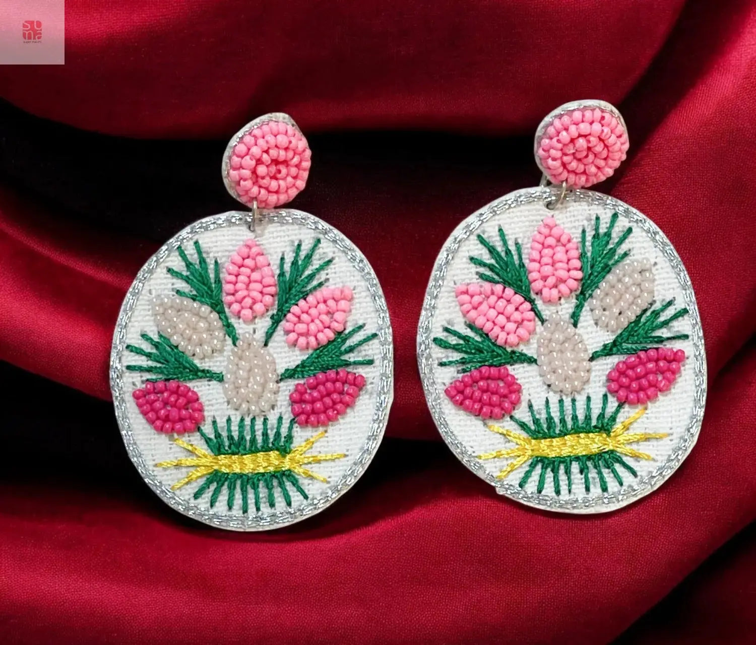 Funky Floral Motif Embroidery Earrings Supermacchi Jewellery Collections