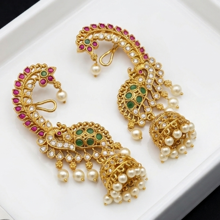 South Indian Ear Cuff Jhumka Earrings