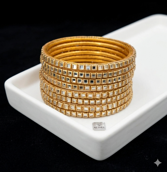 White Kundan Bangles Set of 8 for Women