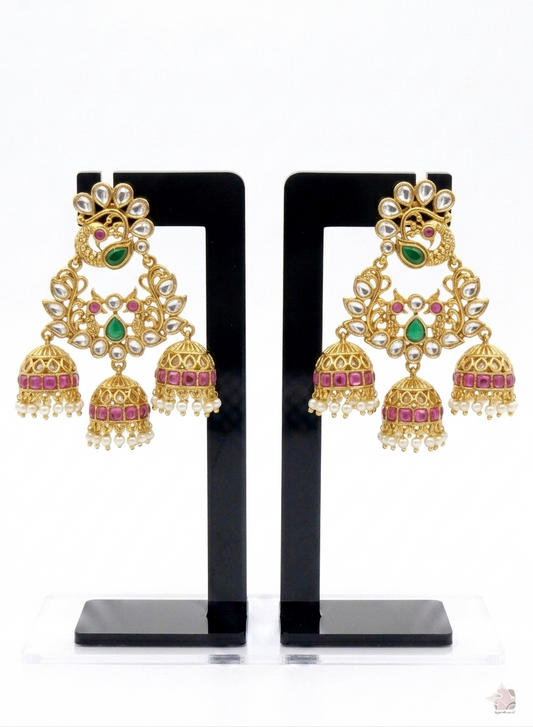 Peacock Statement Jadau Jhumkas