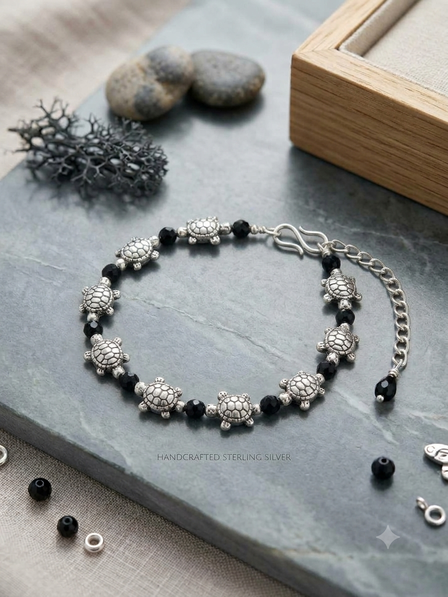 Tortoise Silver-Plated Chain Bracelet for Women