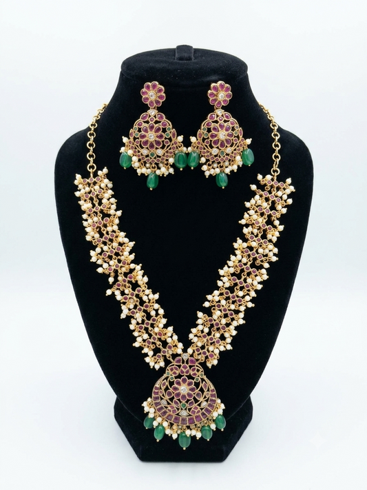 Guthapusalu Necklace Set with Jali Design