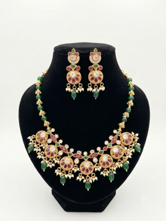 Nakshi Balls with Jadau Unique Designer Traditional Necklace Set