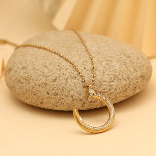 Gold Plated Demi Fine Chain With Hook Shape Pendant
