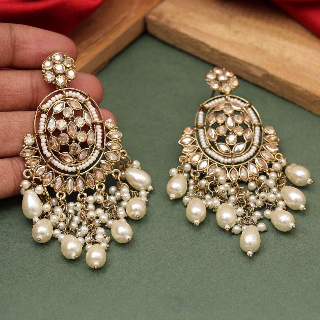 Gold Color Kundan Earrings Supermacchi