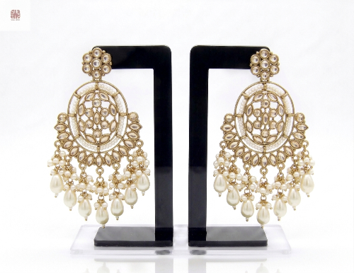 Gold Color Kundan Earrings for Women 