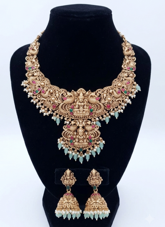 Gold Look-Alike Goddess Temple Necklace Set